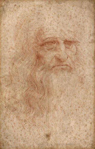 Auto-retrato, c. 1515-16 (sangue em papel branco) de Leonardo da Vinci